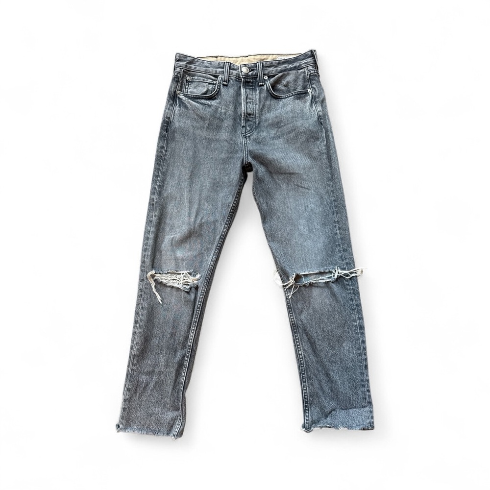 rag & bone Men's Straight Distressed Gray Jeans